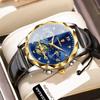 POEDAGAR Luxus-Armbanduhr für Herren Sport Leder Quarz-Uhr Wasserdicht Leuchtend Chronograph Uhren Männliche Uhr Reloj+Box