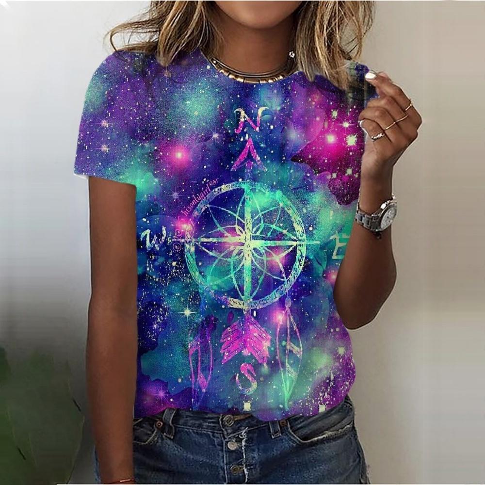 

Женская летняя футболка с круглым вырезом, повседневная, с богемным принтом, в стиле Харадзюку, с коротким рукавом, модная, с 3D-принтом льва, Y2k S