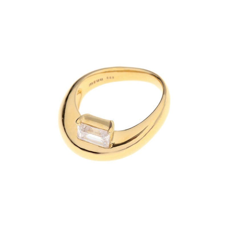 MZUU [GRAY Collection]Baguette Stone Loop Ring