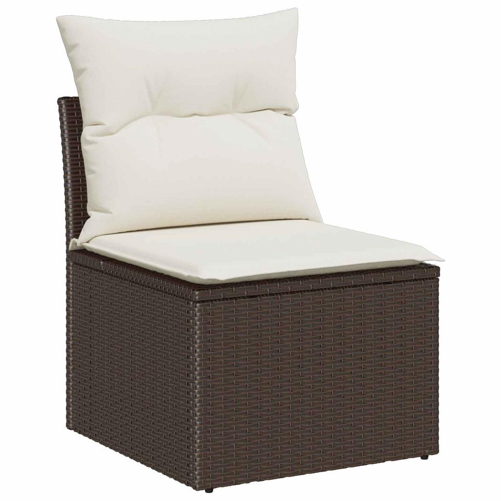 Garden Sofa Set with Cushions 6 pcs Brown Poly Rattan