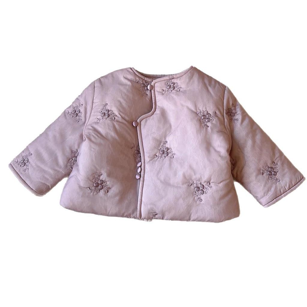 Girls' Winter Embroidered Cotton Jacket AWB117 - New Chinese Style, Thickened for Warmth