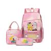 Kids Cartoon Print School Backpack Set Grades 3-4 Waterproof Oxford Fabric Ergonomic Shoulder Straps 3-Piece Travel Lunch