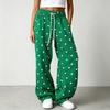 Women's Retro Polka Dot Wide Leg Pants with Elastic Waist, Flowy Casual Trousers for Everyday Wear