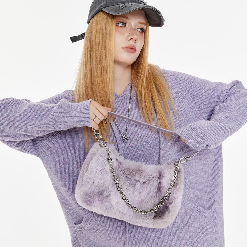 Guuka Plush Shoulder Bag Women's Gray R2271