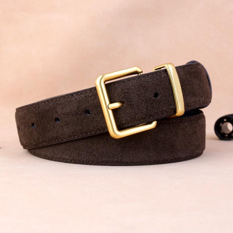 Leather Belt Ladies Cowhide Velvet Belt Casual Pin Buckle Women'S Belt Trend