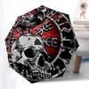 Crow Skull Rose Themed Folding Umbrella Fashion Auto-Open 8 Iron Ribs Plastic Handle Foldable Sunshade Perfect Christmas Gifts
