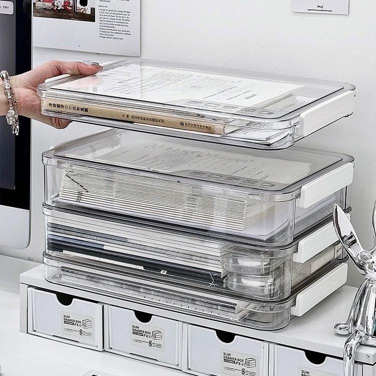 Transparent A4 Document Storage Box: Ideal for Exam Papers, Certificates, Household Records & Student Essentials.