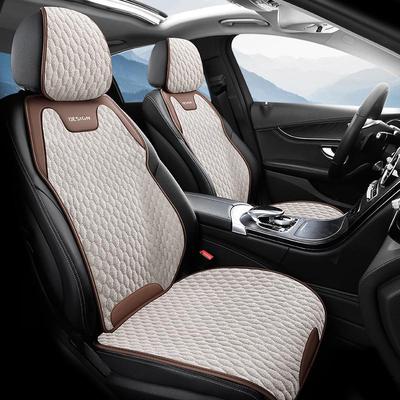 Breathable All-Season Linen Cotton Car Seat Cushion Cover, Universal Fit
