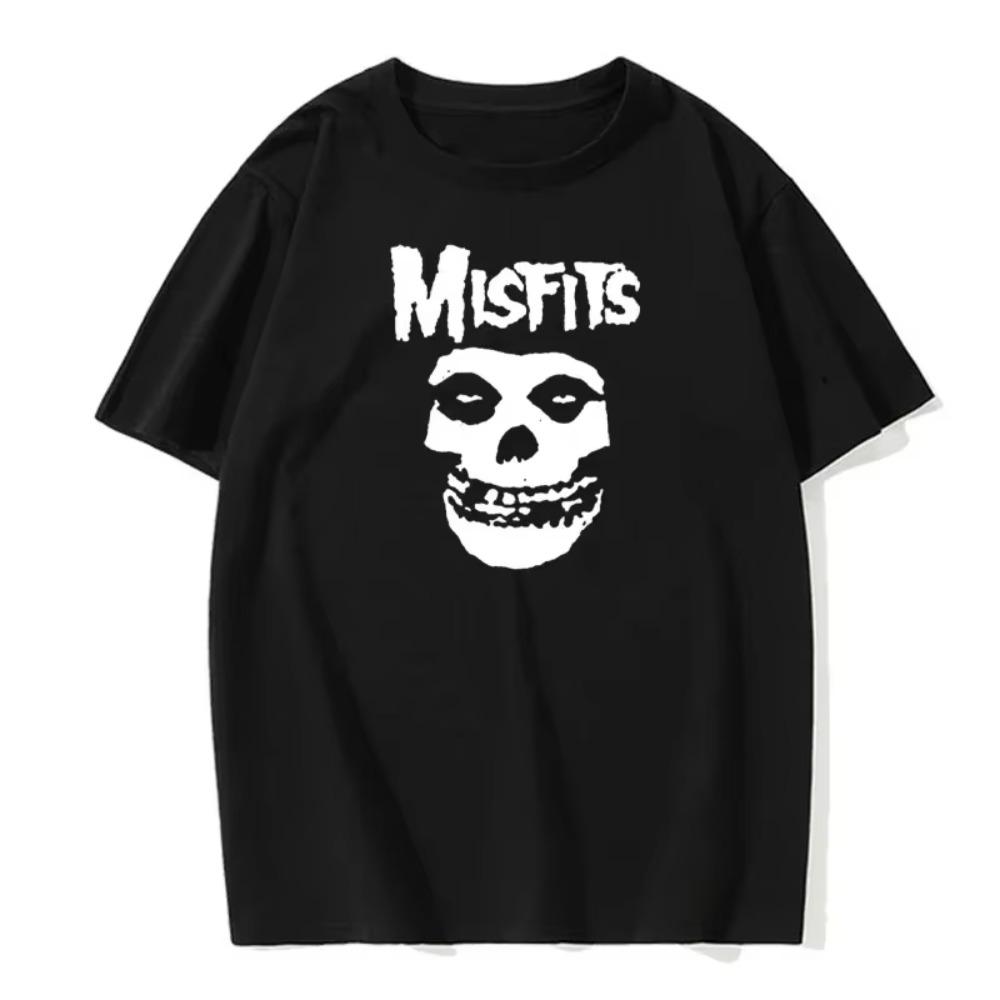 Men's Hip-hop Punk Skull Misfits Brand Cotton Short-sleeved T-shirt Cool Design Men's Summer Round Neck Fashion Versatile Basic