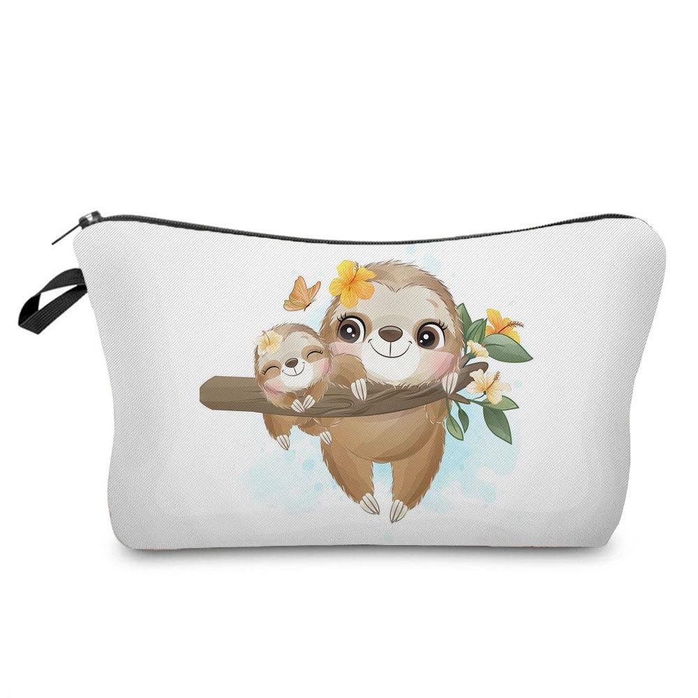 Women Sloth Print Cosmetic Bag Toiletries Organize Travel Storage Case 6403