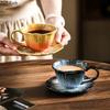 Gradient Painted Ceramic Cup&saucer Flower Edge Cups Dining Table Coffee Mug Milk Cup Afternoon Tea Teacup Fruit Juice Container