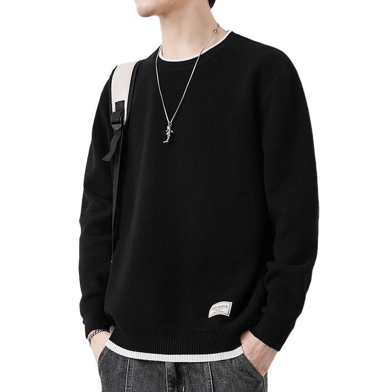 ROMON Men's Autumn Round Neck Knit Sweater