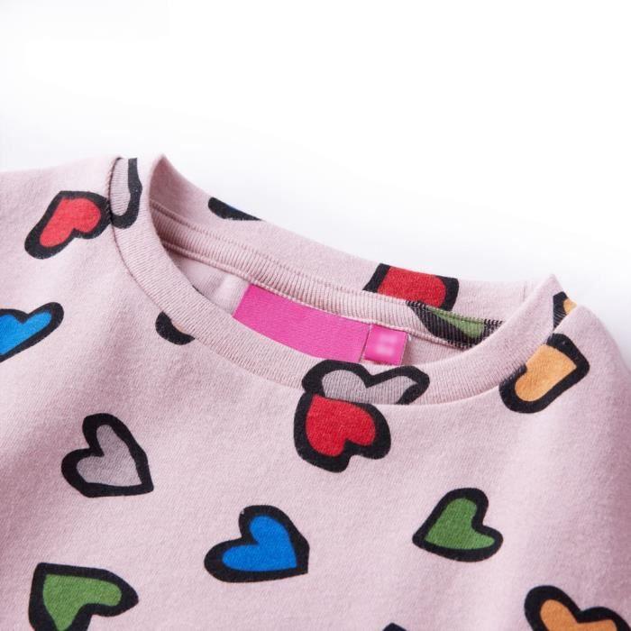 Sweatshirt pour enfants imprimé cœur rose 5 dimensions disponibles