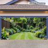 2D Green Plants and Flowers Backdrop 2D Flat Print for House and Backyard Events