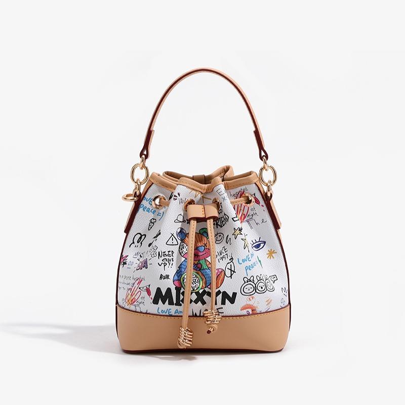 Graffiti Bucket Bag Women 2025 Single Shoulder Messenger Bag Hand-held Vegetable Basket Fashionable All-match Handbag