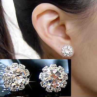 Women Stud Earrings Spherical Stud Earrings Fashion Crystal Flower Stud Earrings