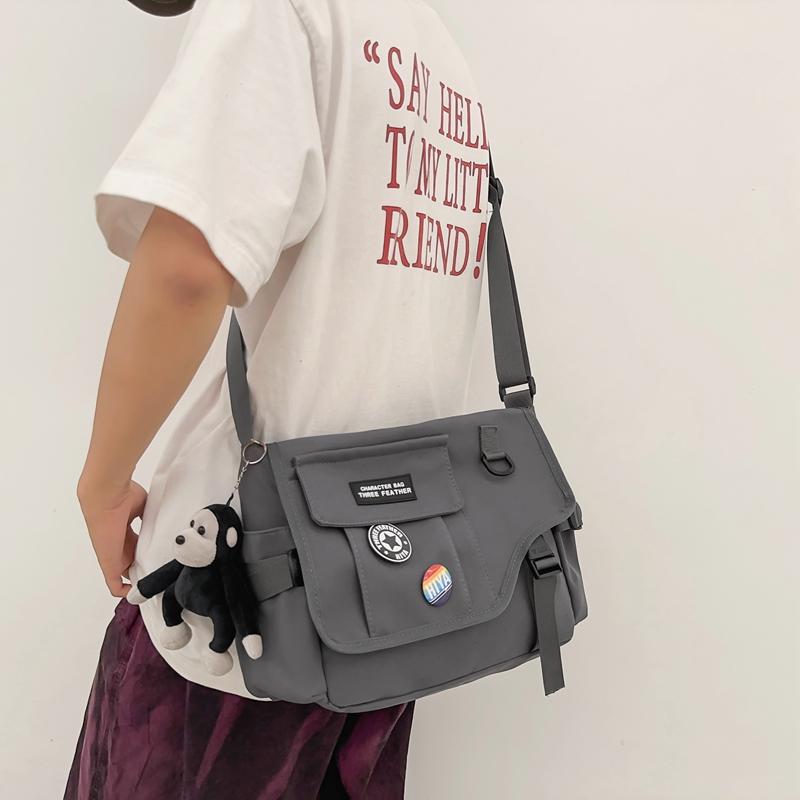 Dámská jednobarevná crossbody taška Pánská taška Messenger s velkou kapacitou Studentská taška přes rameno