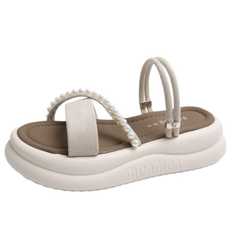 With skirt, sandals, female 2025 beautiful fairy wind cool slippers, new Roman thick-soled outer wear, casual spring and summer flat bottom