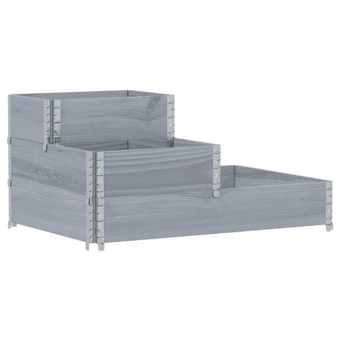 VidaXL Lit Surélevé à 3 Niveaux, Bac à Fleurs, Pot de Plantes, Boîte à Fleurs, Jardinière de Jardin Terrasse Extérieur, Gris 4010315