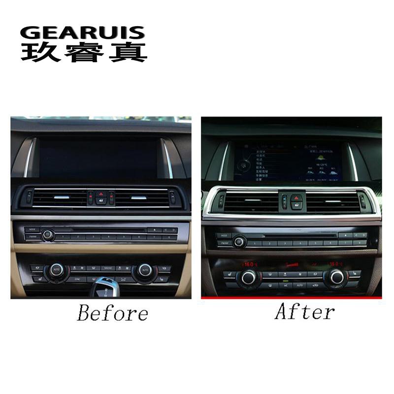 Styl auta Klimatizace Kryt rámu ventilace Nálepky lem Panel výstupu vzduchu pro BMW f10 F18 řady 5 Interior Auto