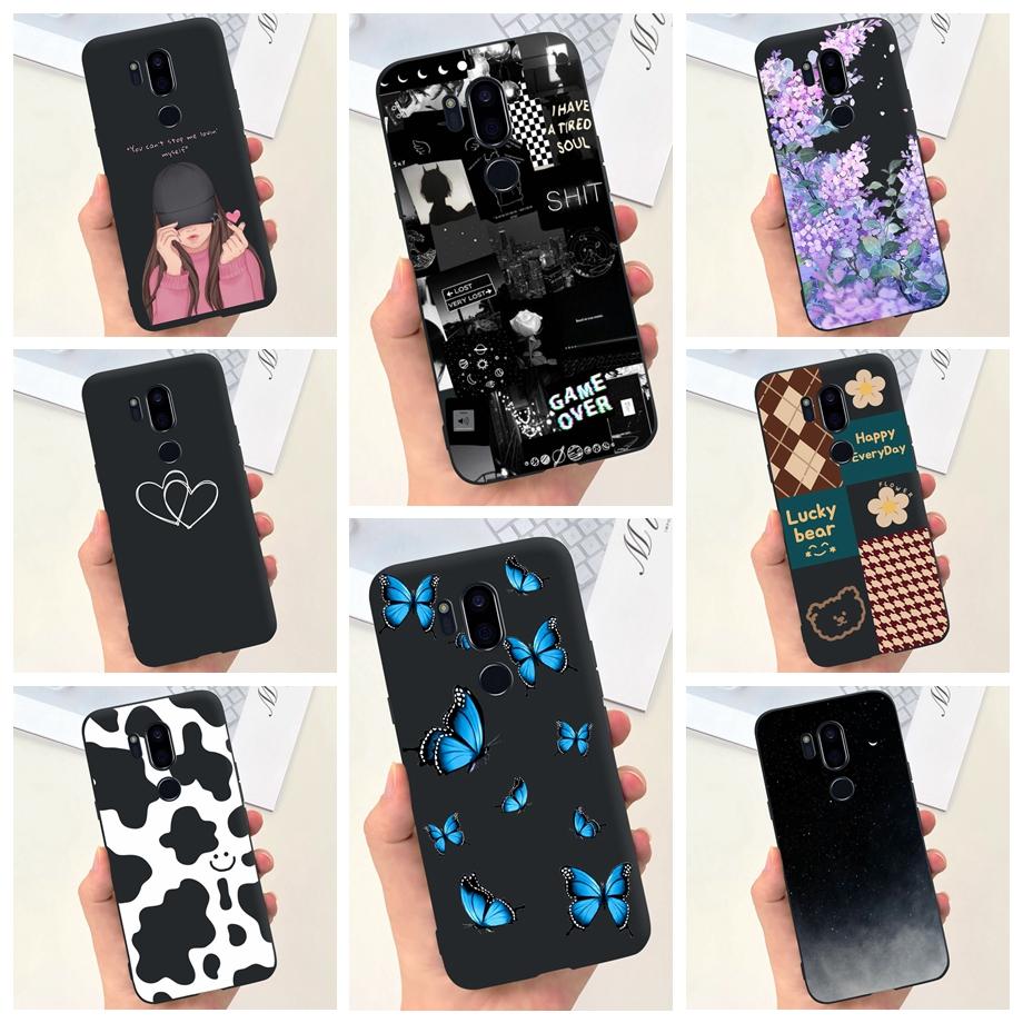 Für LG G7 ThinQ Hülle Silikon Weiche Handyhülle Girly Mode Blume Schwarz TPU Stoßfänger Für LGG7 G 7 ThinQ G710 Hülle Niedliches Muster