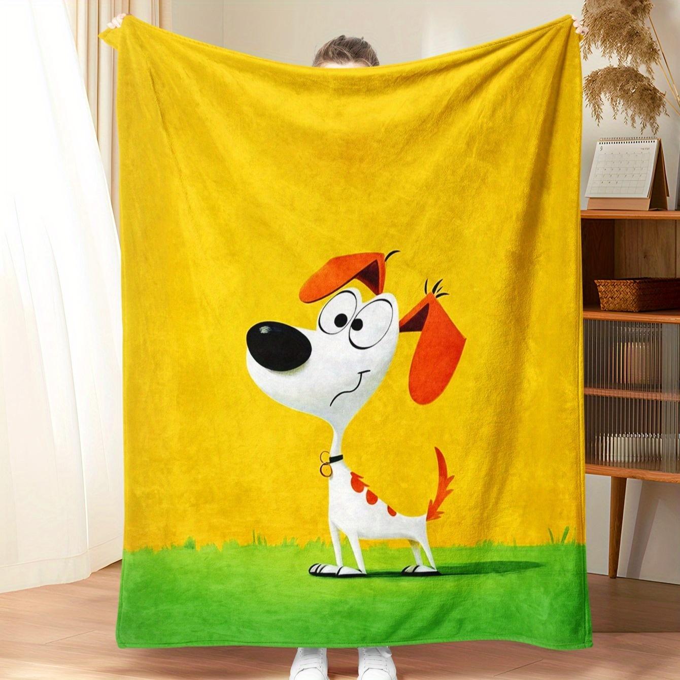 

Cute white and brown dog pattern Flannel printed blanket suitable for all seasons suitable for living room office sofa travel 75x100cm