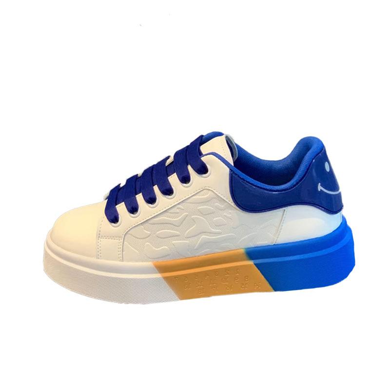 Color Matching Smiley Face Board Shoes Spring New Comfortable Leather Casual Shoes Ok