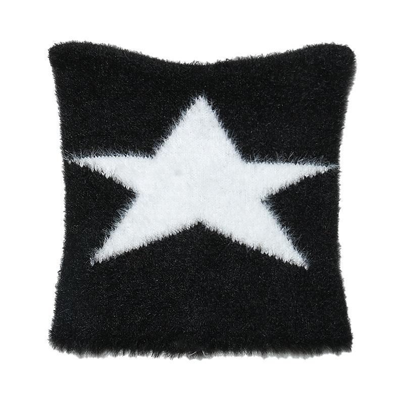 

ins Japanese Korean version niche devil cat ears star knitted hat women s autumn and winter headgear imitation mink plush hat M（56-58cm） чёрный