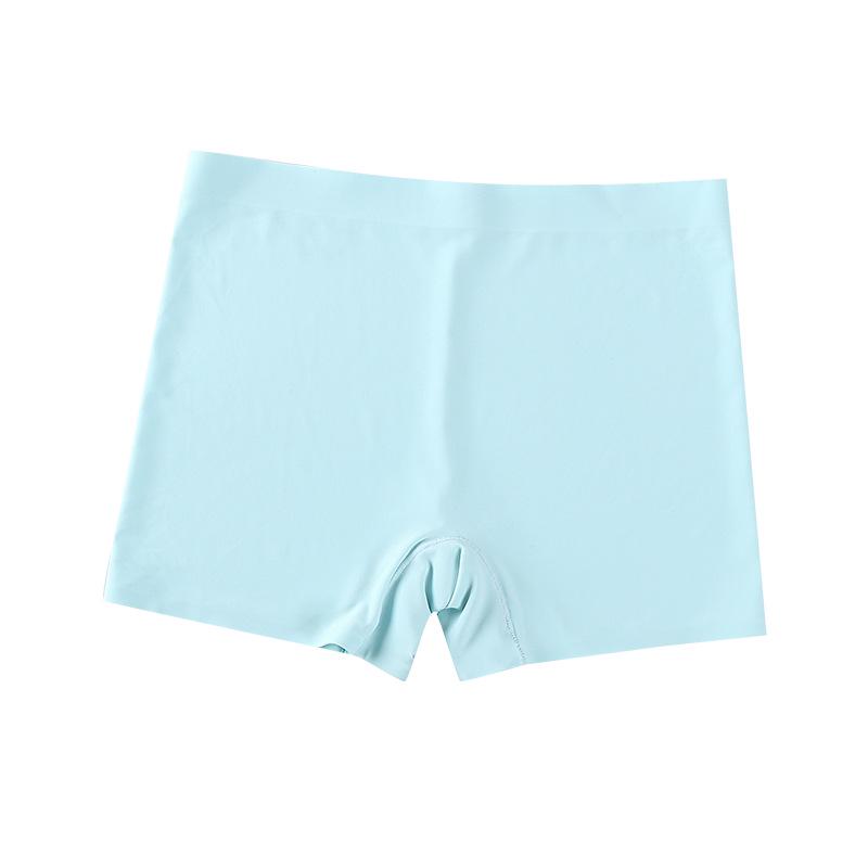 Ice Silk Seamless Mid-Waist Boyleg Underwear: Breathable Cotton Crotch, Plus Size, Women's Anti-Exposure Safety Shorts