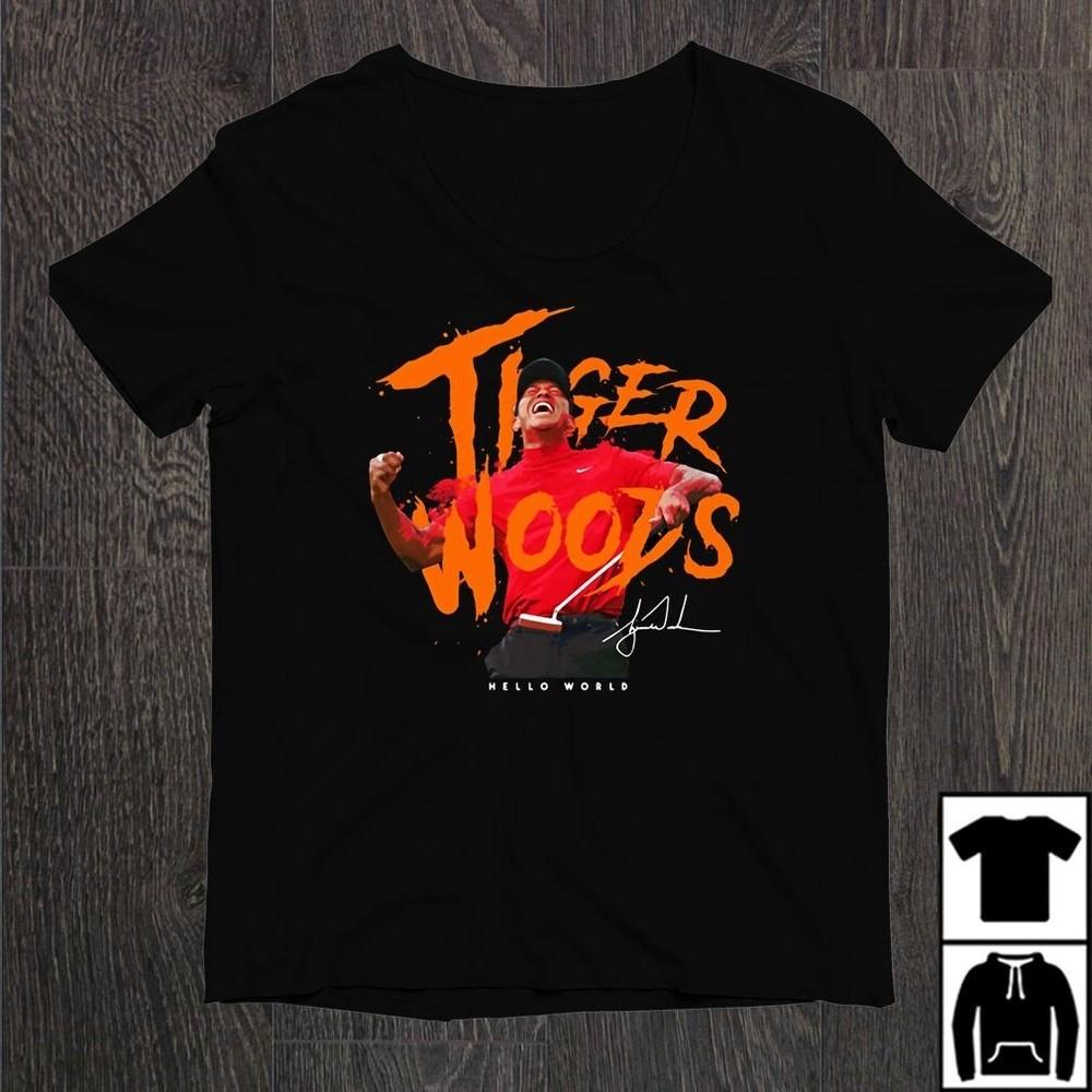 

The Tiger Woods Golfer Athlete hello Black Men All size tee Shirt A362 Unisex T-Shirt L