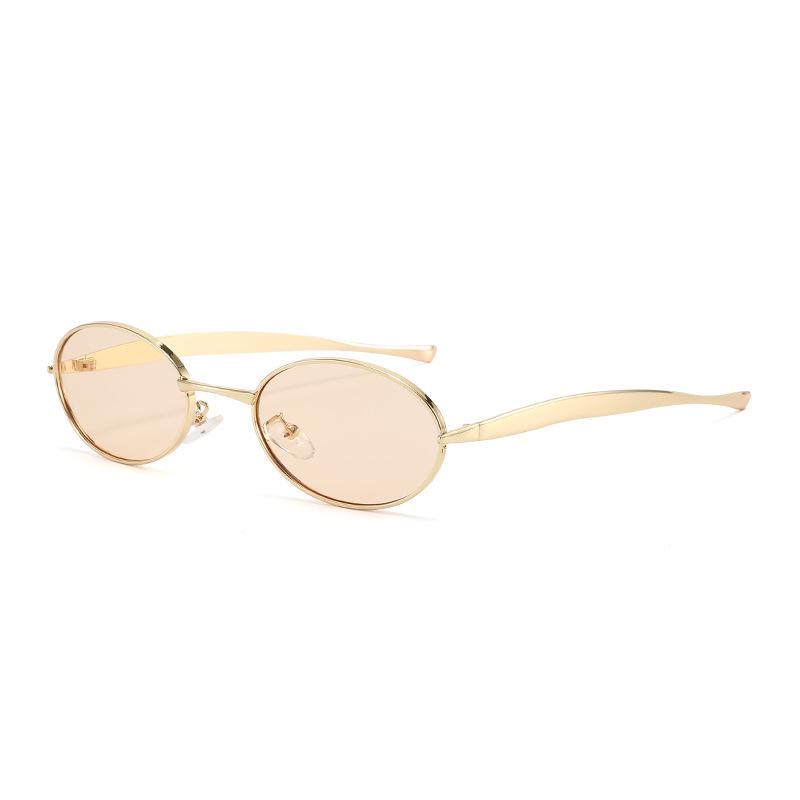 European & American Oval Frame Sunglasses - Fashionable Metal Design, High-End Runway Style