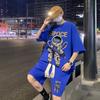 Korean Fashion Streetwear Hip Hop Rock Casual Short Suit Funny Bear Tshirts Shorts 2 Piece Set Summer Tracksuit Clothes For Men
