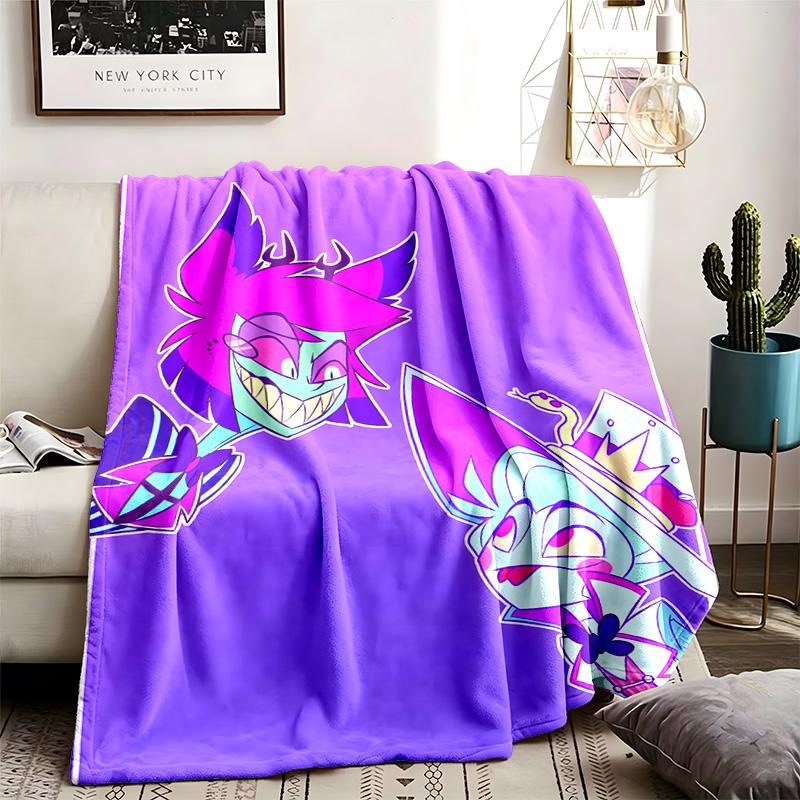 Hazbin Hotel Motiv Decke Geeignet für das Sofa Camping und Reisen Hergestellt aus Weichem Flanellmaterial Ein Ideales Geschenk für Anlässe Wie Geburtstag