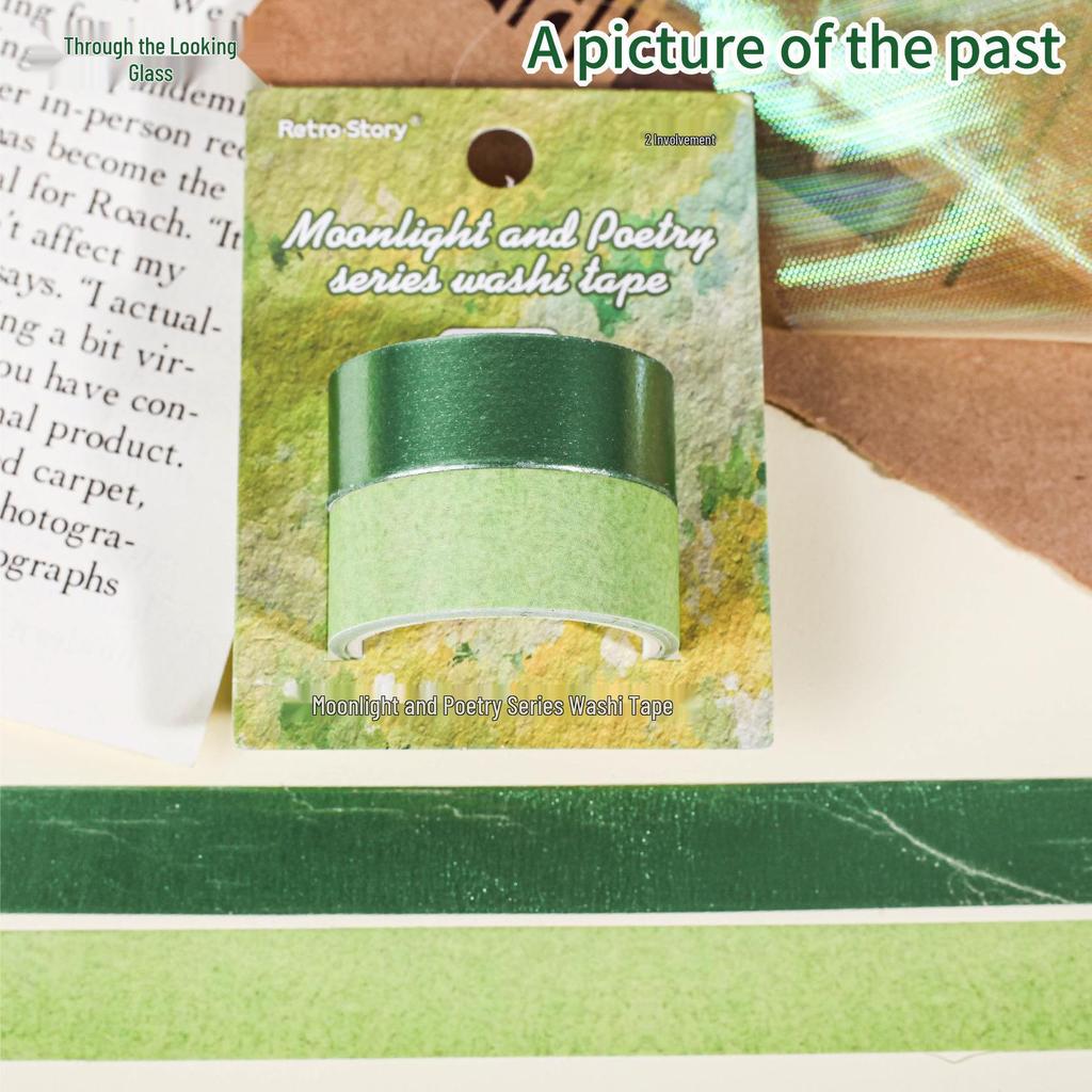 Moonlight & Poetry Series: Retro Washi Tape Set - 2 Rolls for Journaling