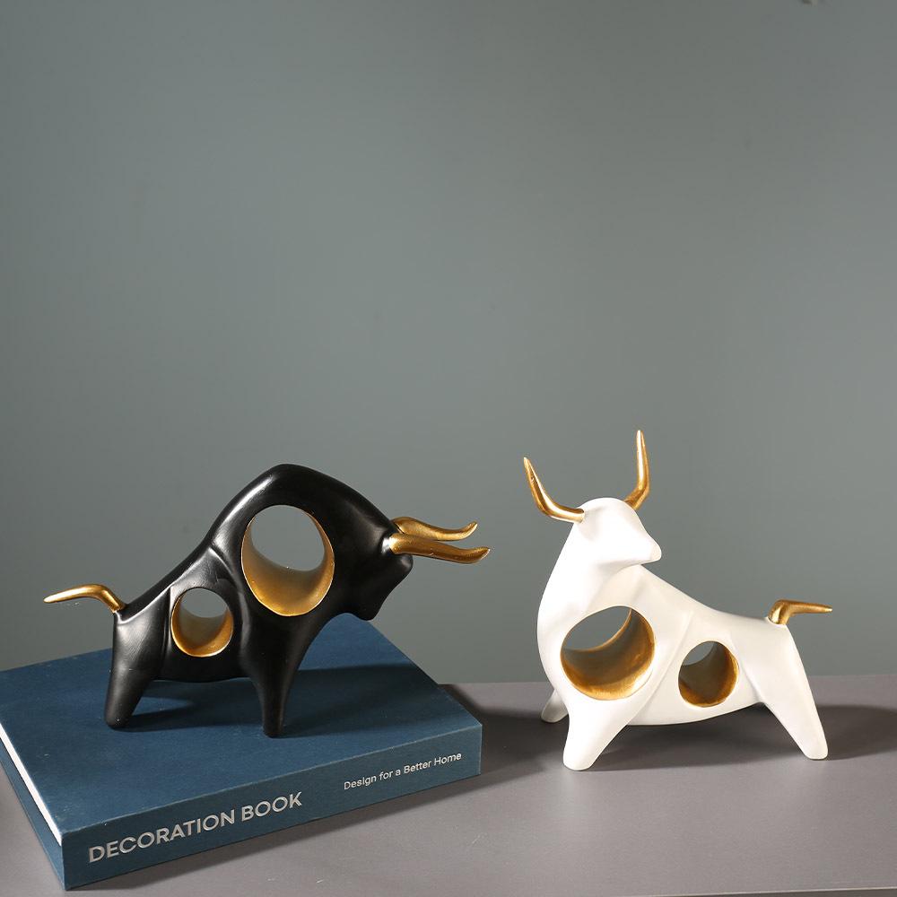 Modern Resin Cow Figurine: Creative Home & Study Decoration, Perfect Gift