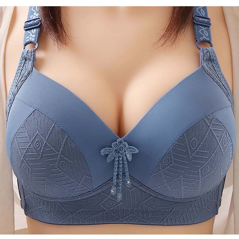 

Собирающееся поддерживающее антипровисающее нижнее белье женское удобное не стальное кольцо большого размера тонкое дышащее гладкое регулируемое бюстгальтер 42/95 синий