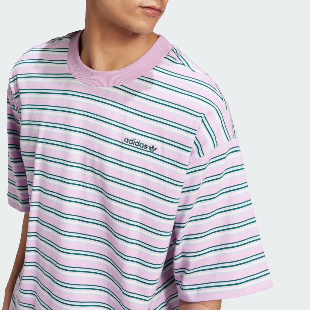 adidas 80s Loose Striped Tee Bliss Lilac Men Streetwear JD1683