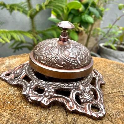 Engraved Brass Desk Bell Office Decor, Customizable