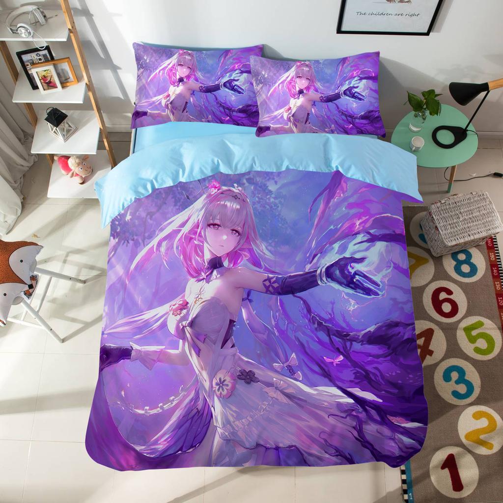 Anime Cartoon Pattern Duvet Cover Set 3pcs Honkai: Star Rail Bedding Set Single/twin Size Dormitory Decor Bedroom Decor for Teen