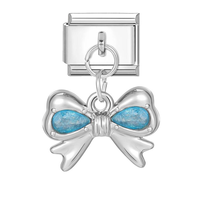 Zircon Colorful Crystal Butterfly Heart Flower Pendant Italian Charm Link Fit 9mm Bracelet Stainless Steel Women DIY Making Gift