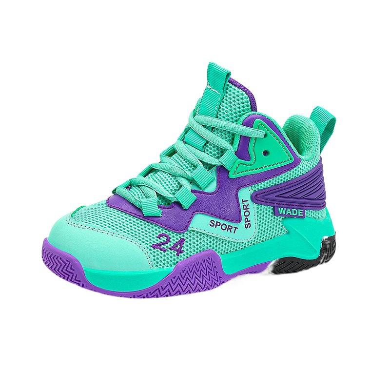 Children's Basketball Shoes 2025 Autumn New Boys Breathable Shoes Medium and Older Children Soft Sole Non-slip Wear-resistant Training Men's Ball