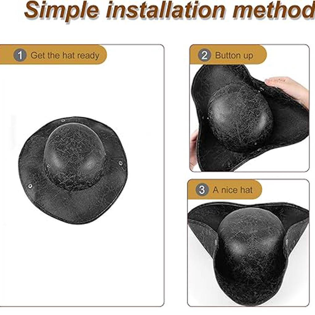 Faux Leather Pirate Hat Black Captain Hat Vintage Button Masquerade Party Cosplay Costume Hat For Men Women Photography Props