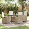 VidaXL Set of 5 Garden Chairs with Cushions, Beige Poly Rattan 3380283