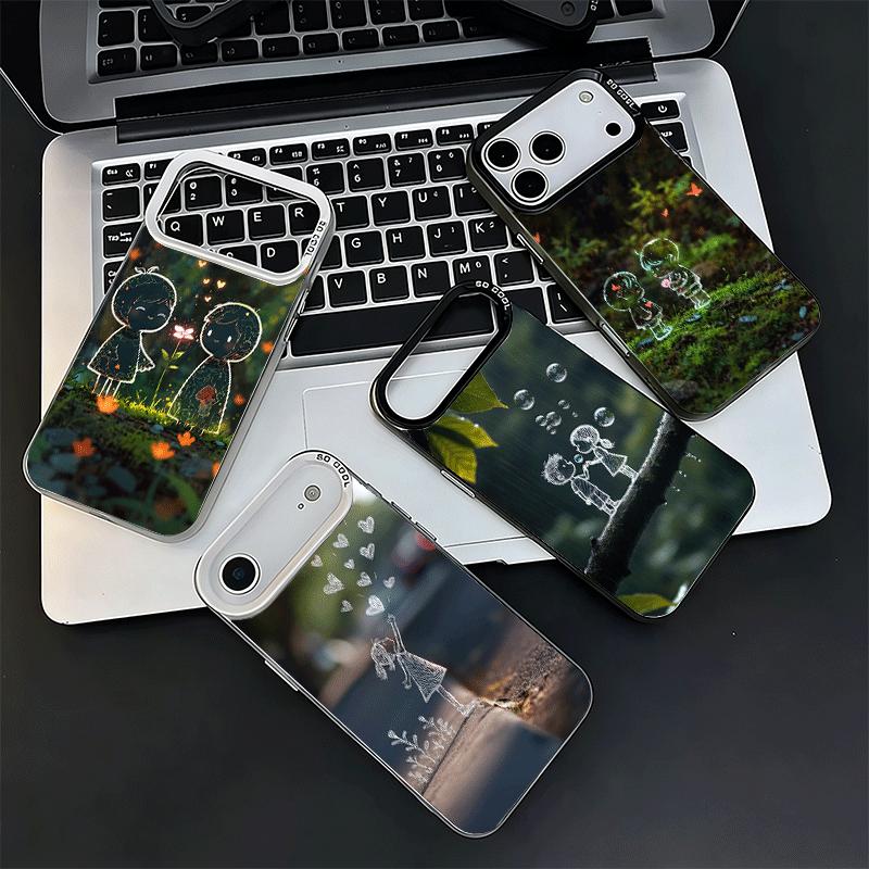 Nature Cute Child Painting Style Shockproof Phone Case for iPhone 17 Air 16 16E 15 Pro Max 14 Plus 13 Mini 12 Back Cover Anti Fa