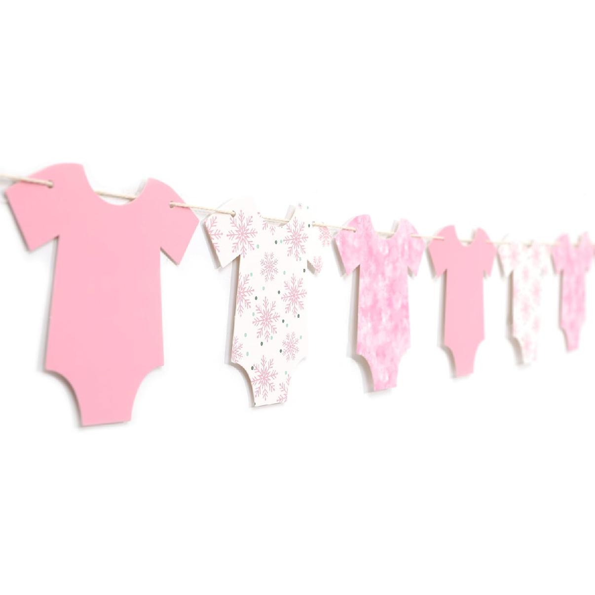 Боди «Зимняя страна чудес» Баннер для детского душа - Баннер для детского душа «Зимняя страна чудес», Декор с боди в розовую клетку