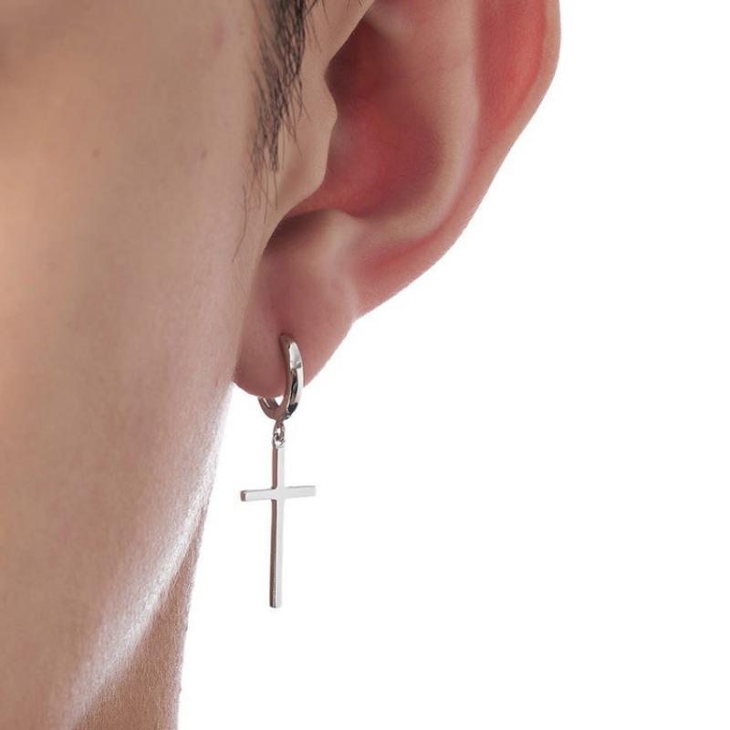 Hip Hop Punk Cross Stud Earrings Personality Trendy Jewelry For Men And Women