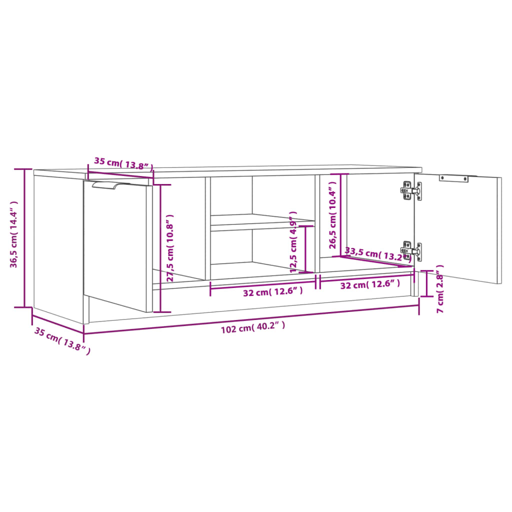 Vidaxl Szafka Pod Telewizor, Biała, 102X35X36,5 Cm