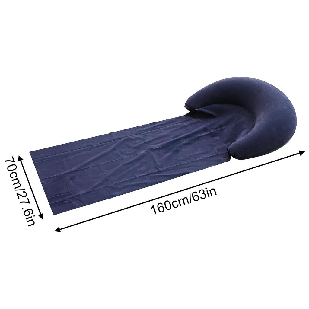 Flocked PVC Inflatable Beach Mat 63" Waterproof Poolside Lounger With Pillow Sunbathing Compact Travel Sleeping Pad For Adults