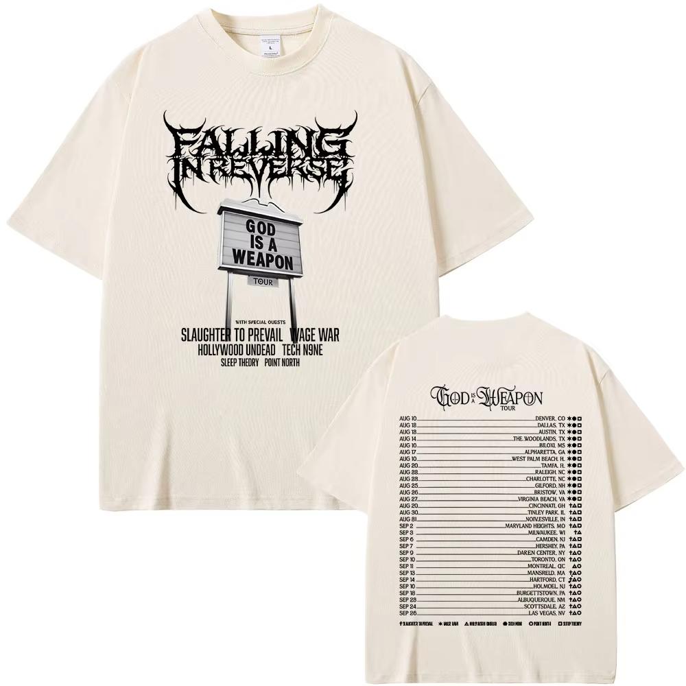Rock Band Falling in Reverse World Tour 2025 T-shirt Summer Men's Women Casual Oversized Streetwear Male Cotton Vintage T Shirts