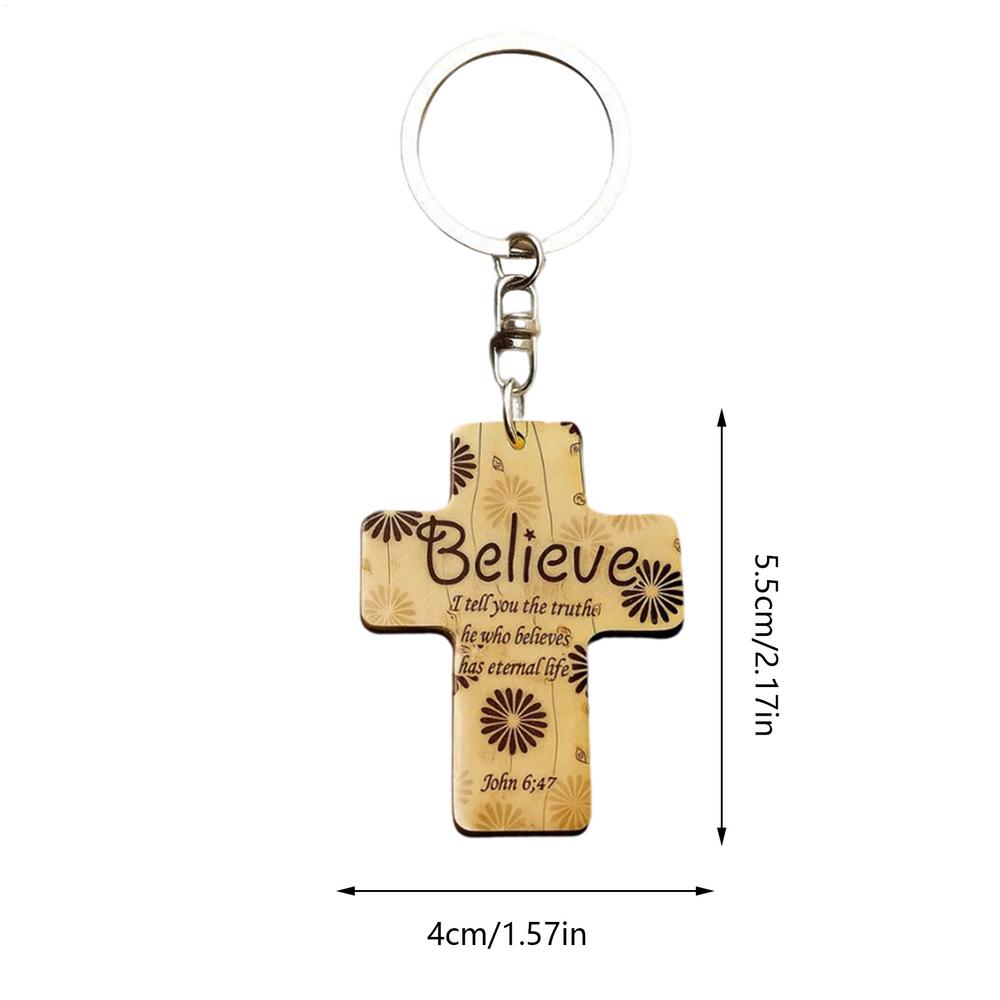 

Christian Key Chain Wooden Jesus Key Ring With Bible Verse Inspirational Bag Charm For Women Men Prayer Church Baptism Birthday